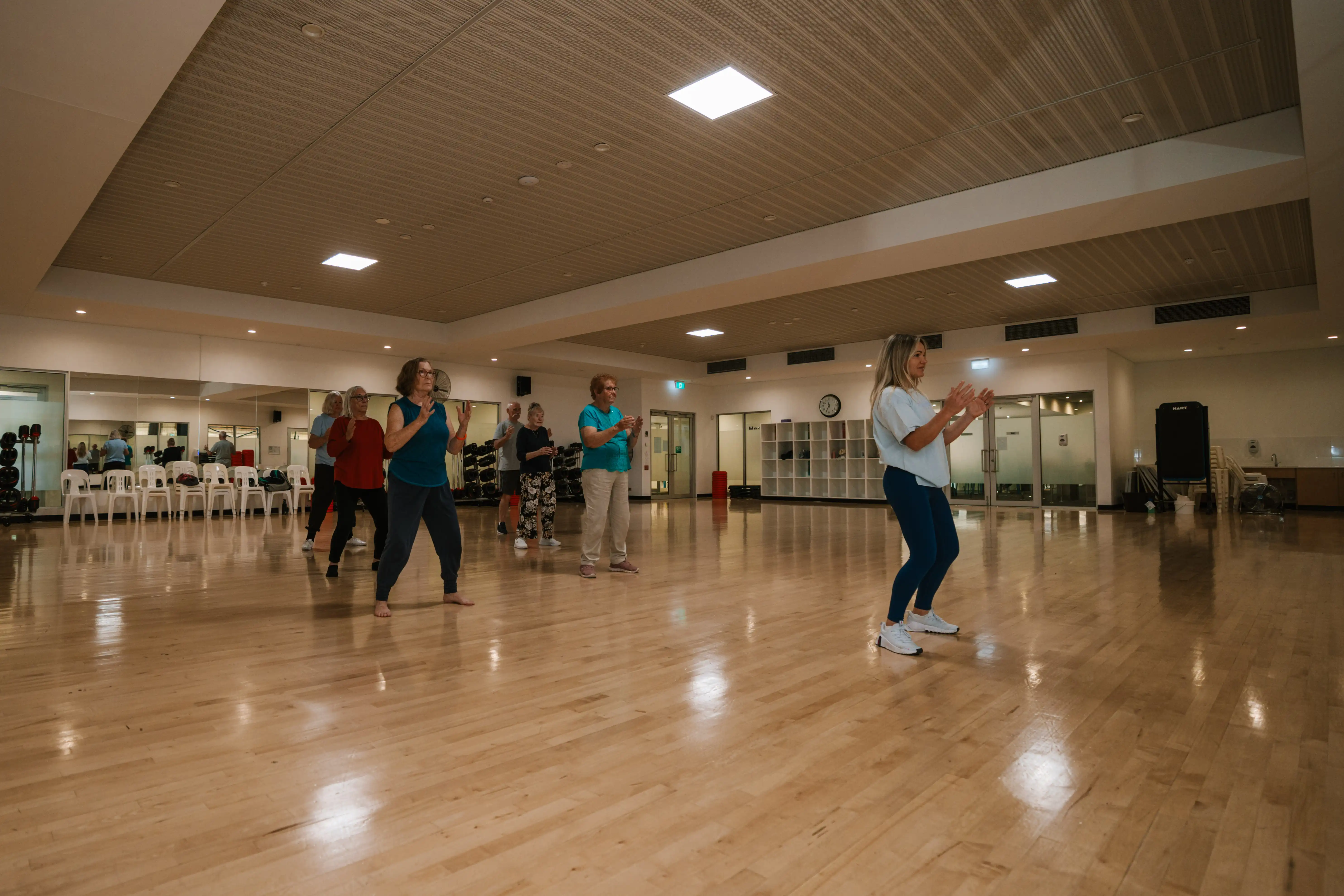 People participating in exercise class.